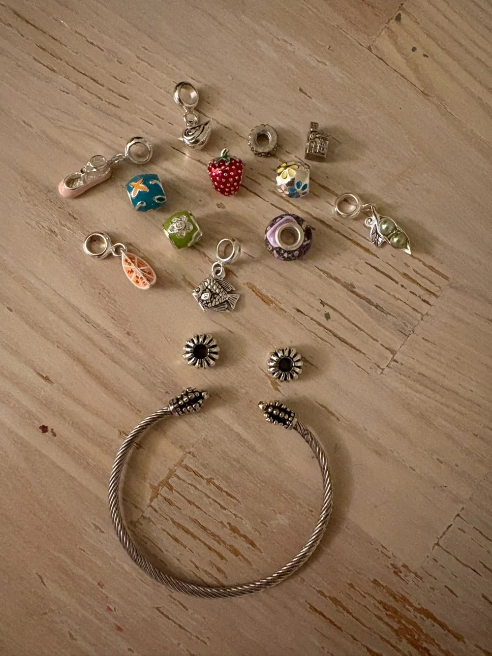 Silver Charm Bracelet with Colorful Enamel Charms
